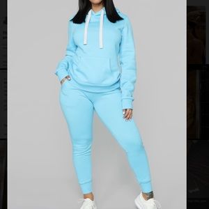 Relaxed Vibe Solid Hoodie & Joggers - Aqua